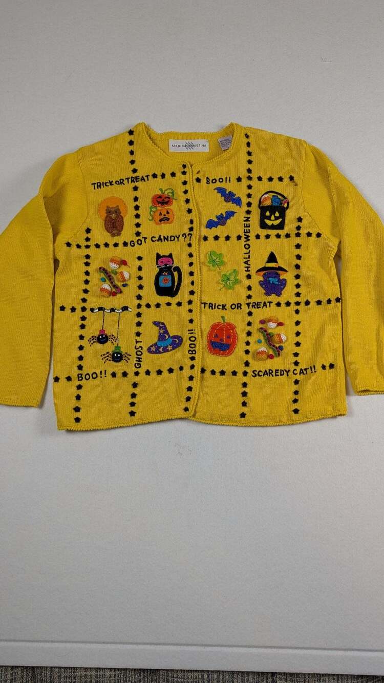 Vintage Marisa Christina Halloween Cardigan Sweater Women's L Shrunk / Fits XS S